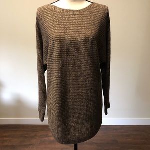 GNW Brown with Gold Sparkle Boatneck Sweater